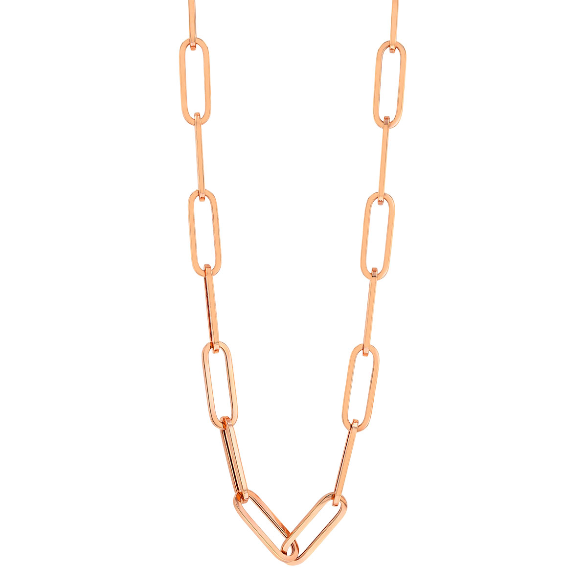 Rose Gold Paperclip Chain Necklace, 18