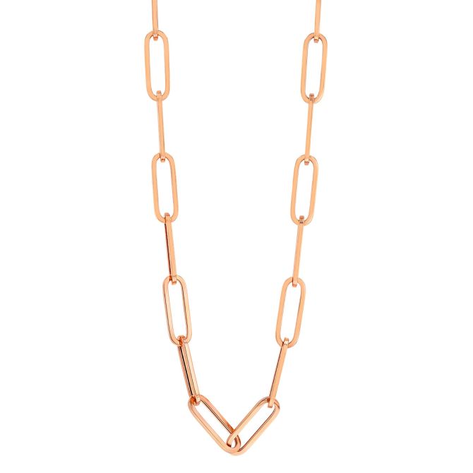 Rose Gold Paperclip Chain Necklace, 18"
