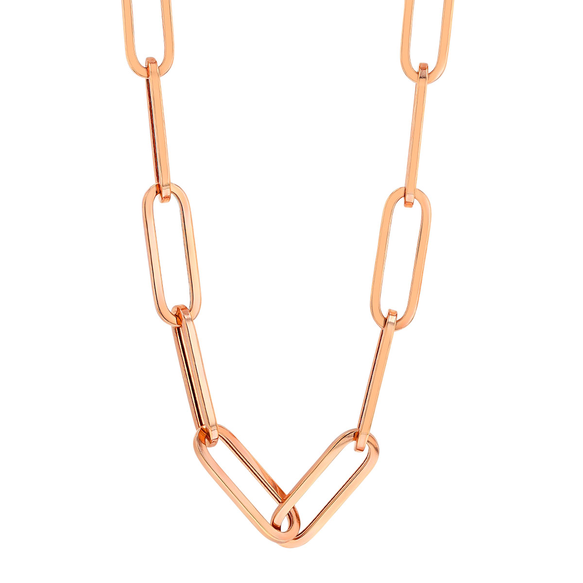 Rose Gold Paperclip Chain Necklace, 18