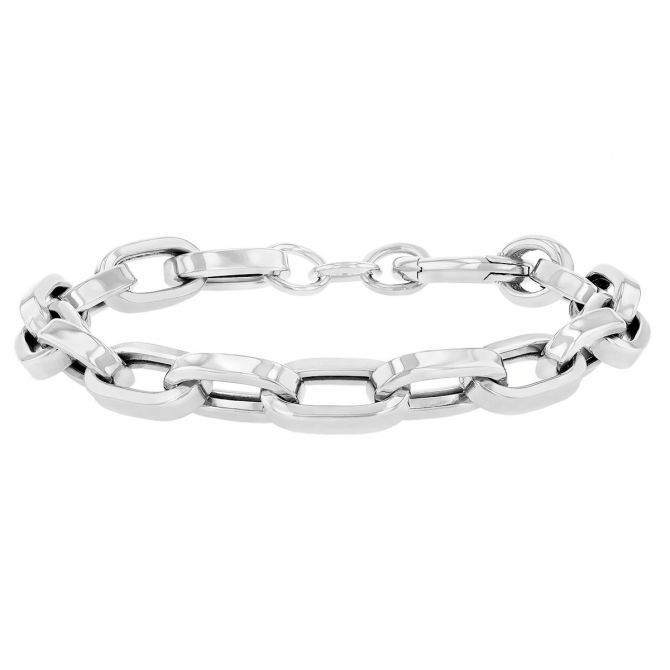 Sterling Silver Large Paperclip Link Chain Bracelet, 7.5"