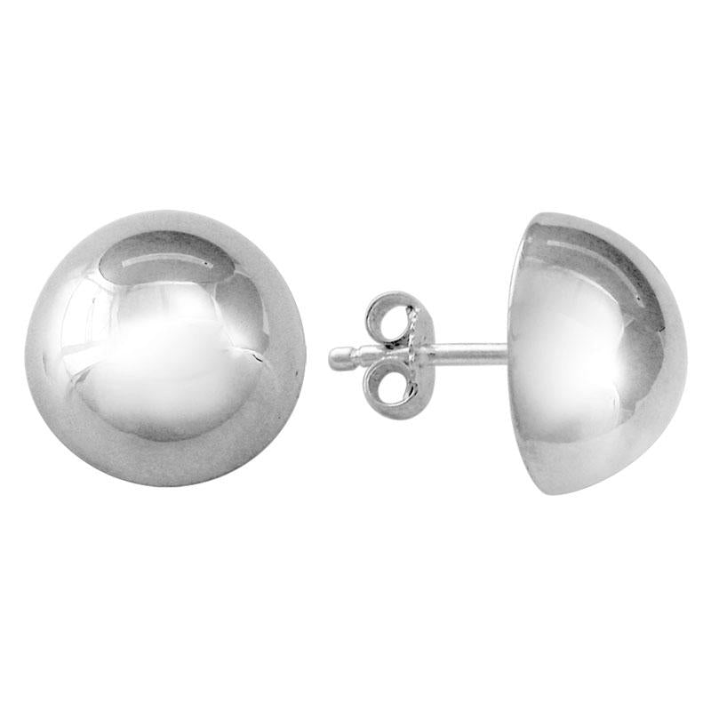 Sterling Silver Dome Stud Earrings, 12mm