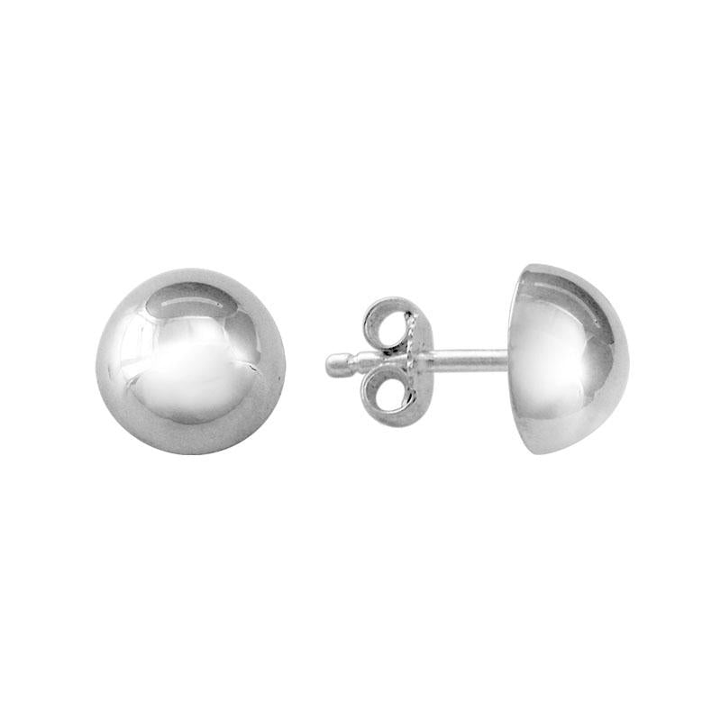 Sterling Silver Dome Stud Earrings, 8mm