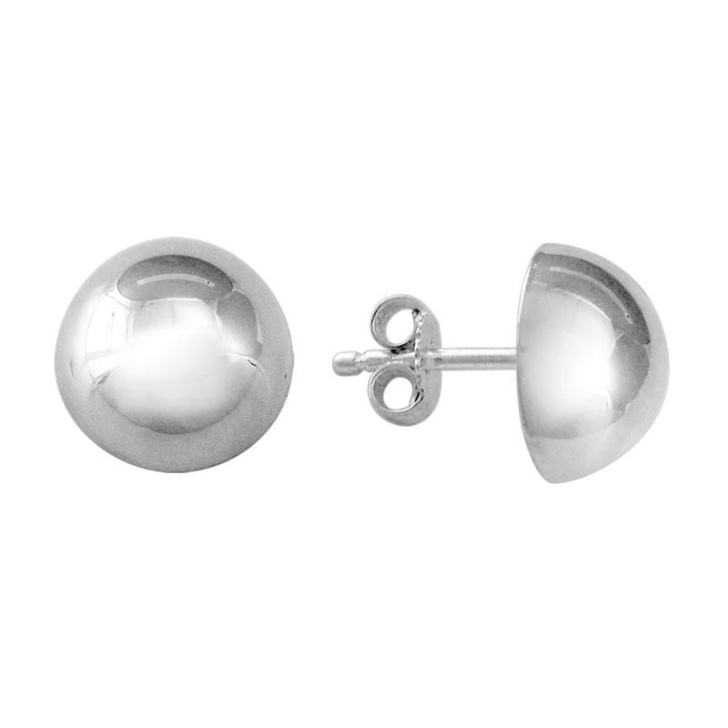 Sterling Silver Dome Stud Earrings, 10mm