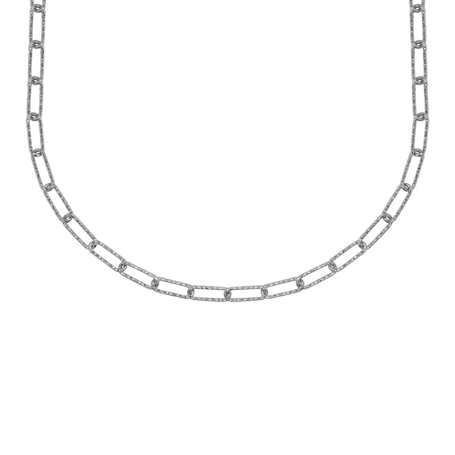 Sterling Silver Textured Paperclip Link Chain, 24