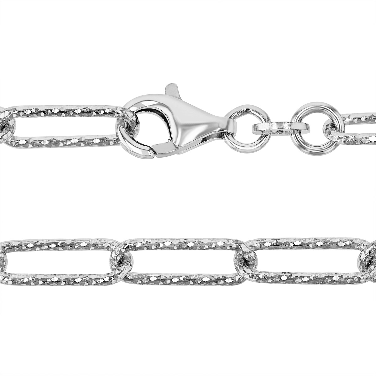 Sterling Silver Textured Paperclip Link Chain, 24