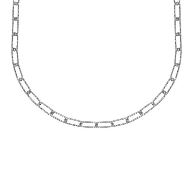 Sterling Silver Textured Paperclip Link Chain, 24"