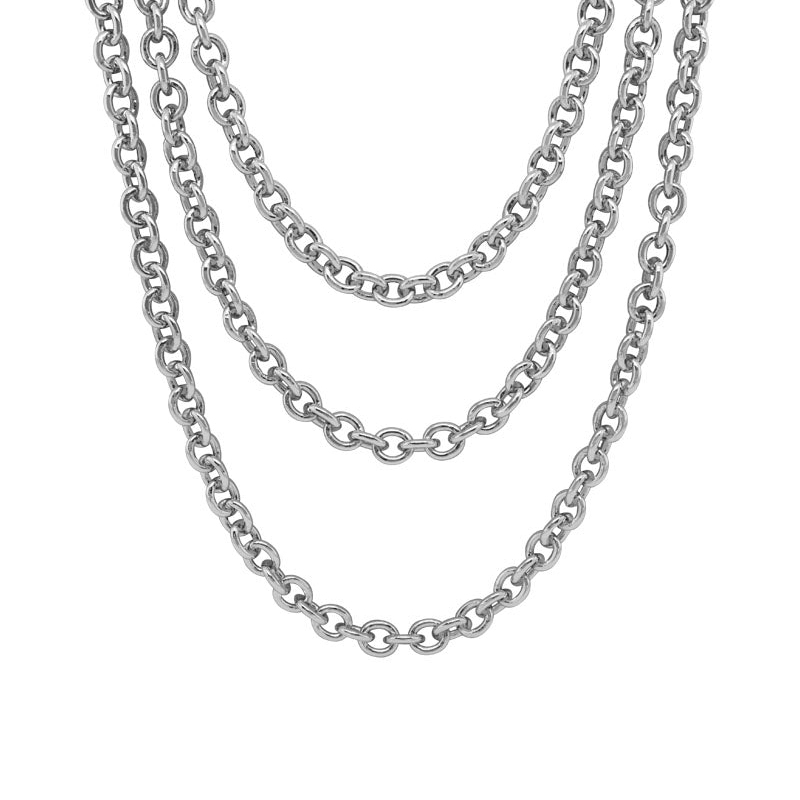 Sterling Silver Triple Strand Chunky Cable Chain Necklace, 17.5