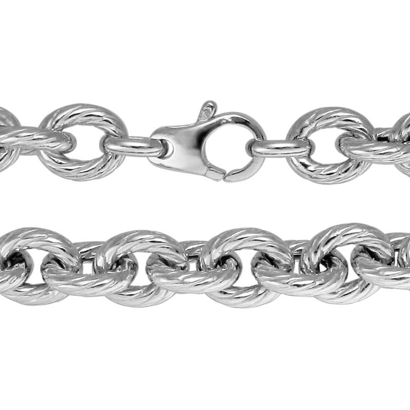 Sterling Silver 11.5 mm Textured Cable Chain Necklace, 18