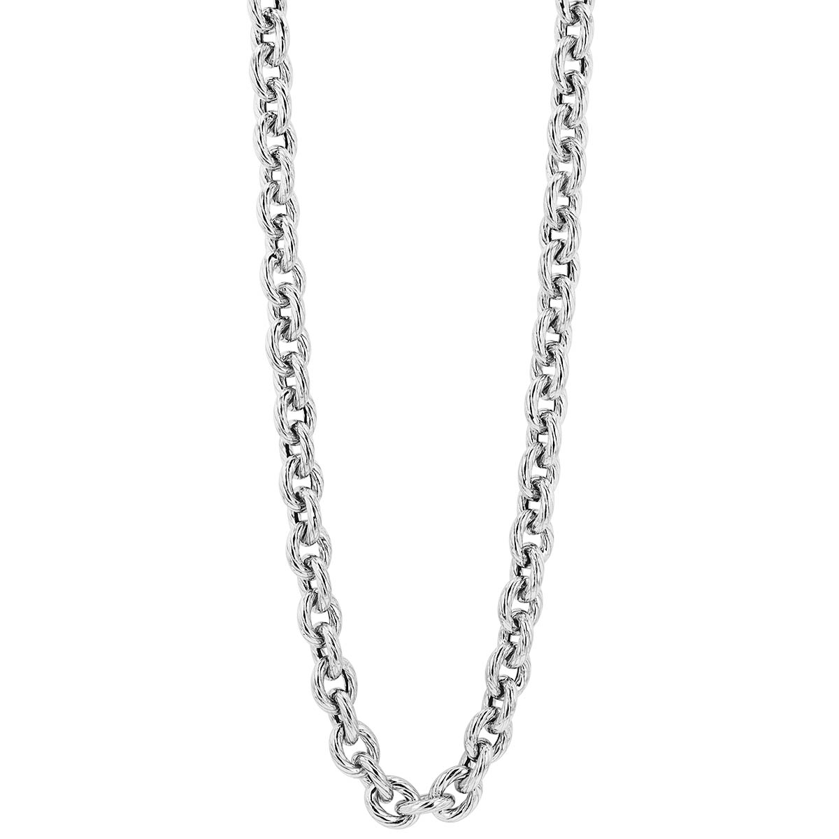 Sterling Silver 11.5 mm Textured Cable Chain Necklace, 18