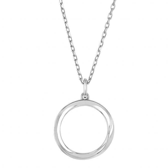 Sterling Silver Open Circle Pendant, 18"