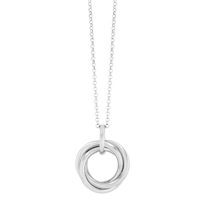Sterling Silver Intertwined Circle Pendant, 16"