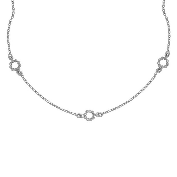 Sterling Silver Open Flower Station Necklace, 26"