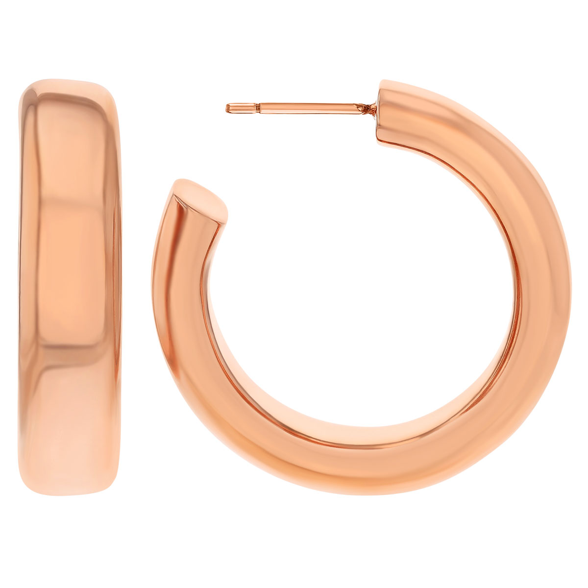 Pesavento Rose Tone Rounded Edge Hoop Earrings