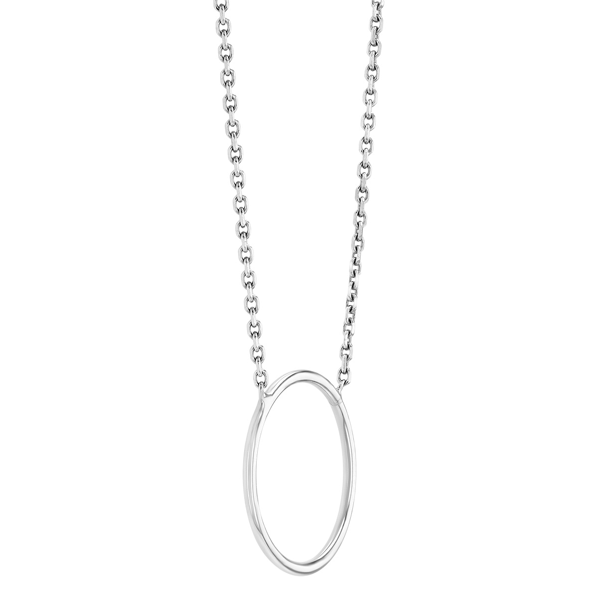 White Gold Open Circle Pendant, 18