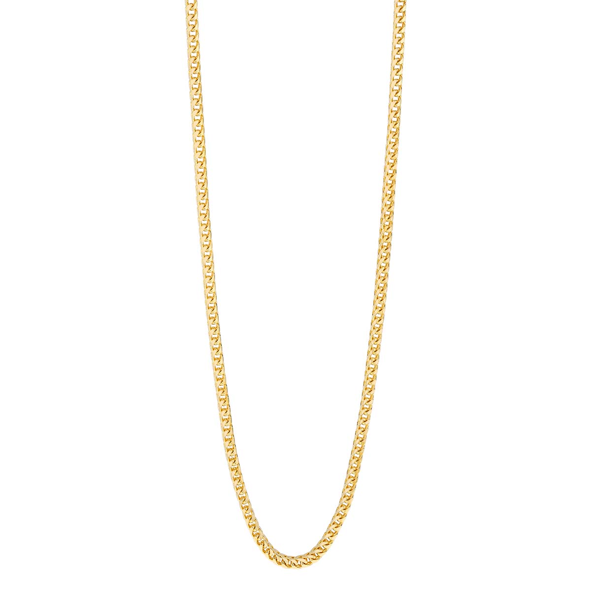 Yellow Gold Men's Round Franco Chain, 2.5 mm, 24
