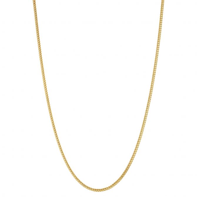 Yellow Gold 2 mm Square Wheat Chain, 20"