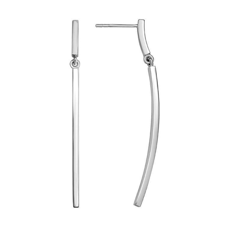 Sterling Silver Curved Vertical Bar Dangle Earrings