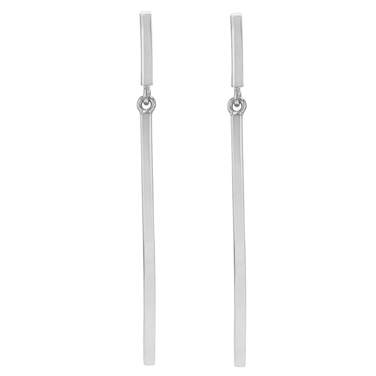 Sterling Silver Curved Vertical Bar Dangle Earrings