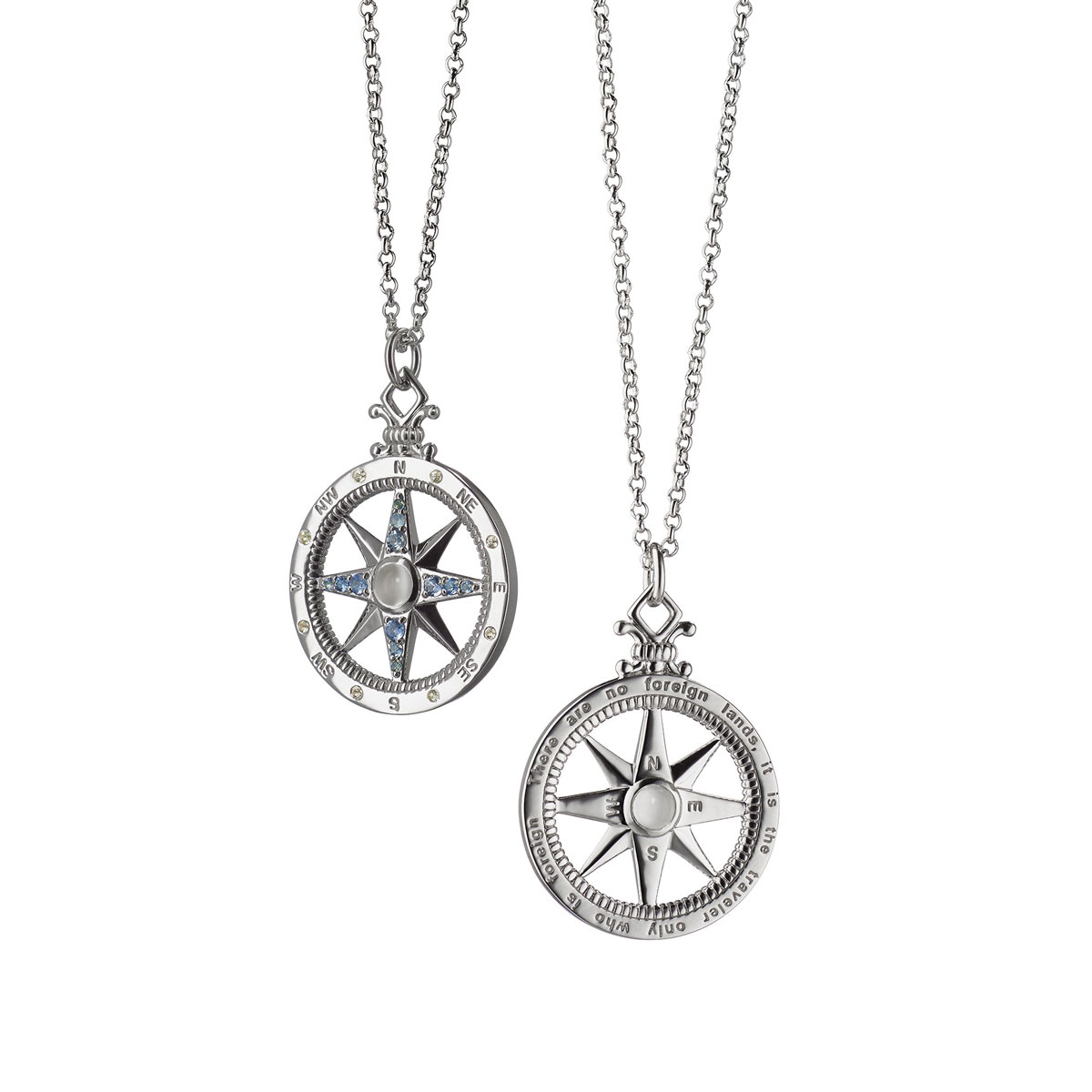 Monica Rich Kosann Adventure Global Compass Charm with Sapphires in Sterling Silver with Sapphires