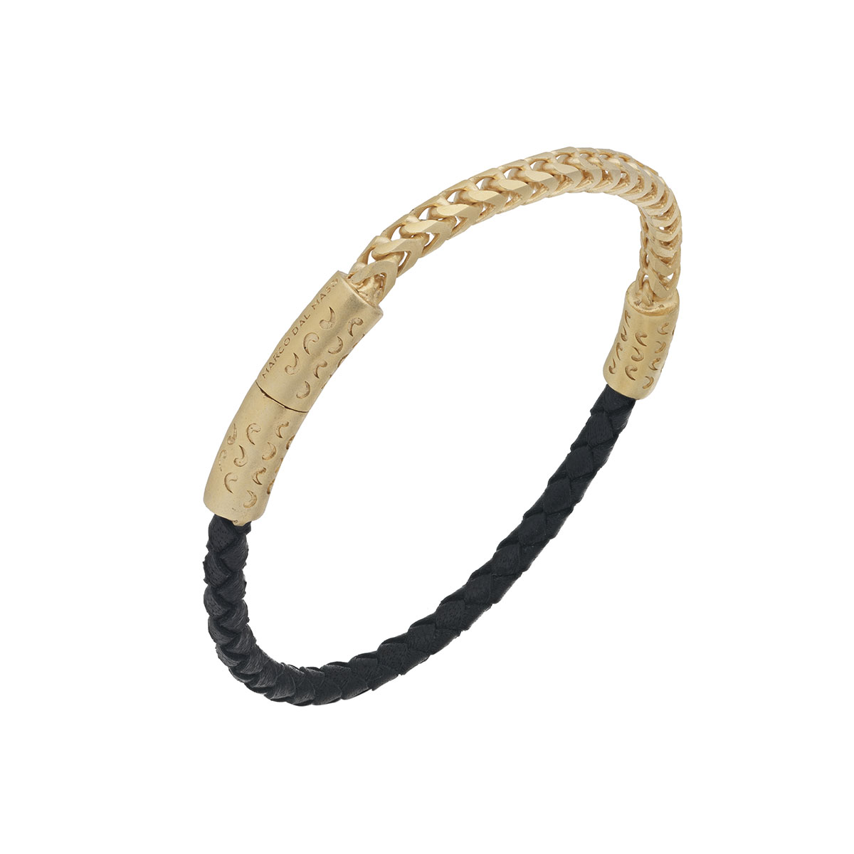 Marco Dal Maso Yellow Gold Vermeil Chain & Black Cord Bracelet