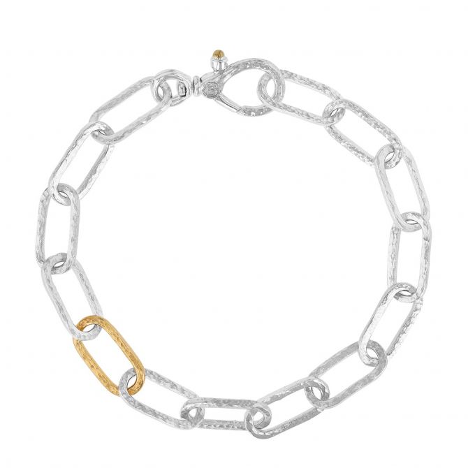 Gurhan Hoopla Sterling Silver & Gold Accent All Around Oval Link Bracelet, 7"