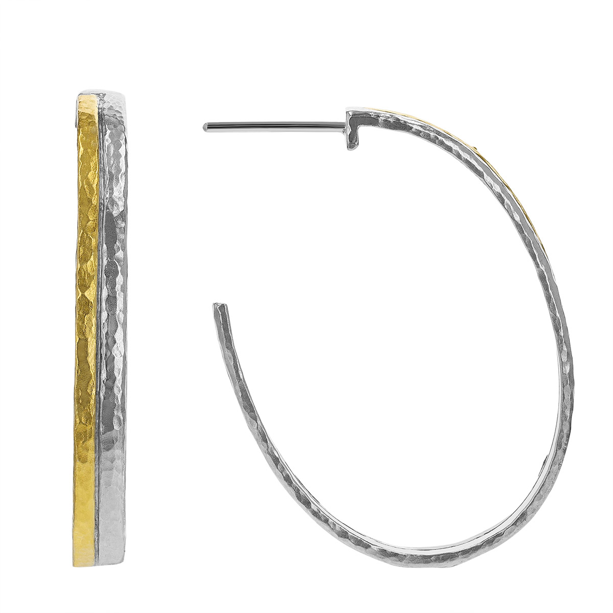 Gurhan Sterling Silver & Yellow Tone Textured Hoop Earrings