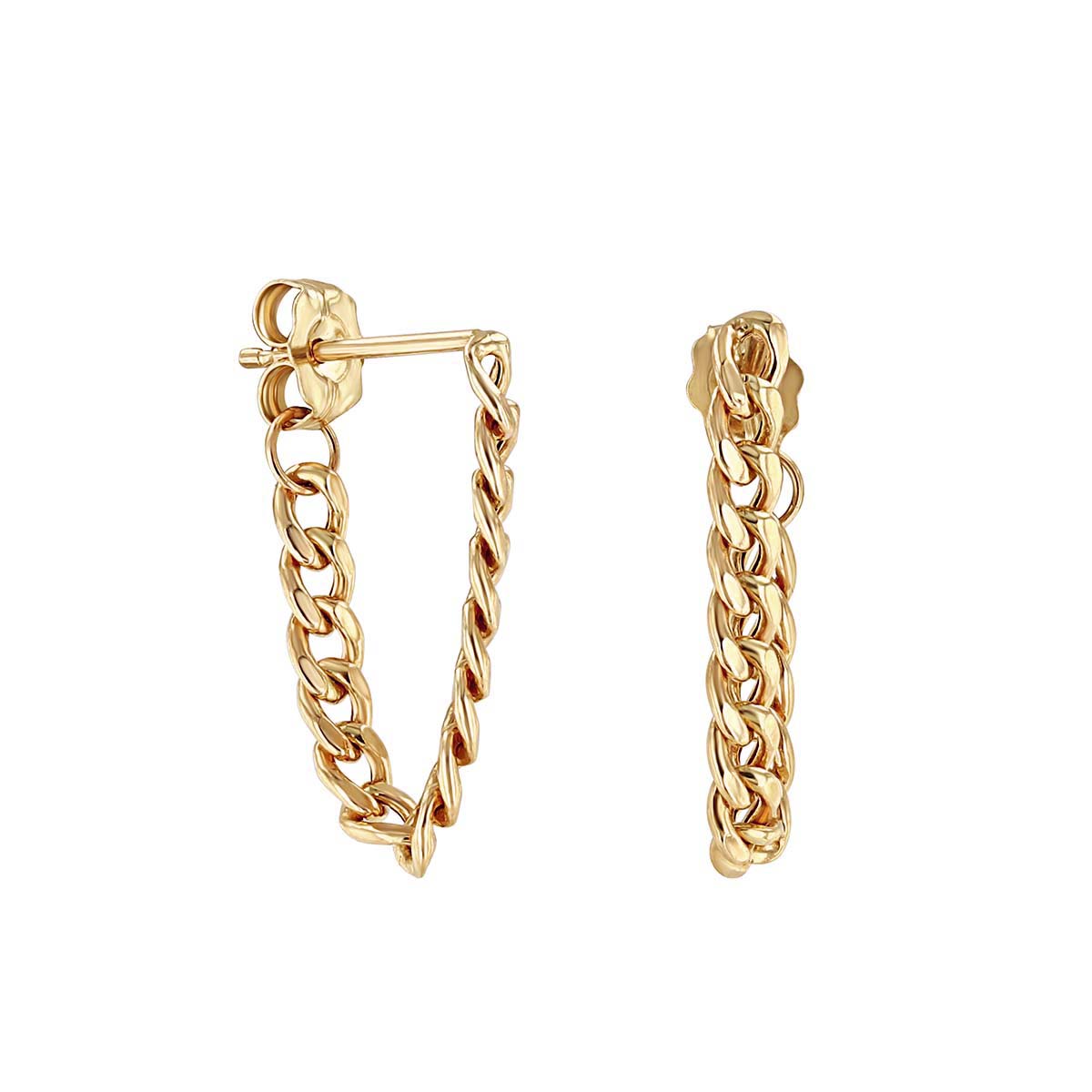 Zoe Chicco Yellow Gold Small Curb Chain Huggie Earrings