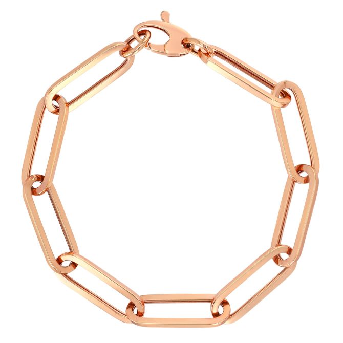 Rose Gold Paperclip Chain Bracelet, 7"
