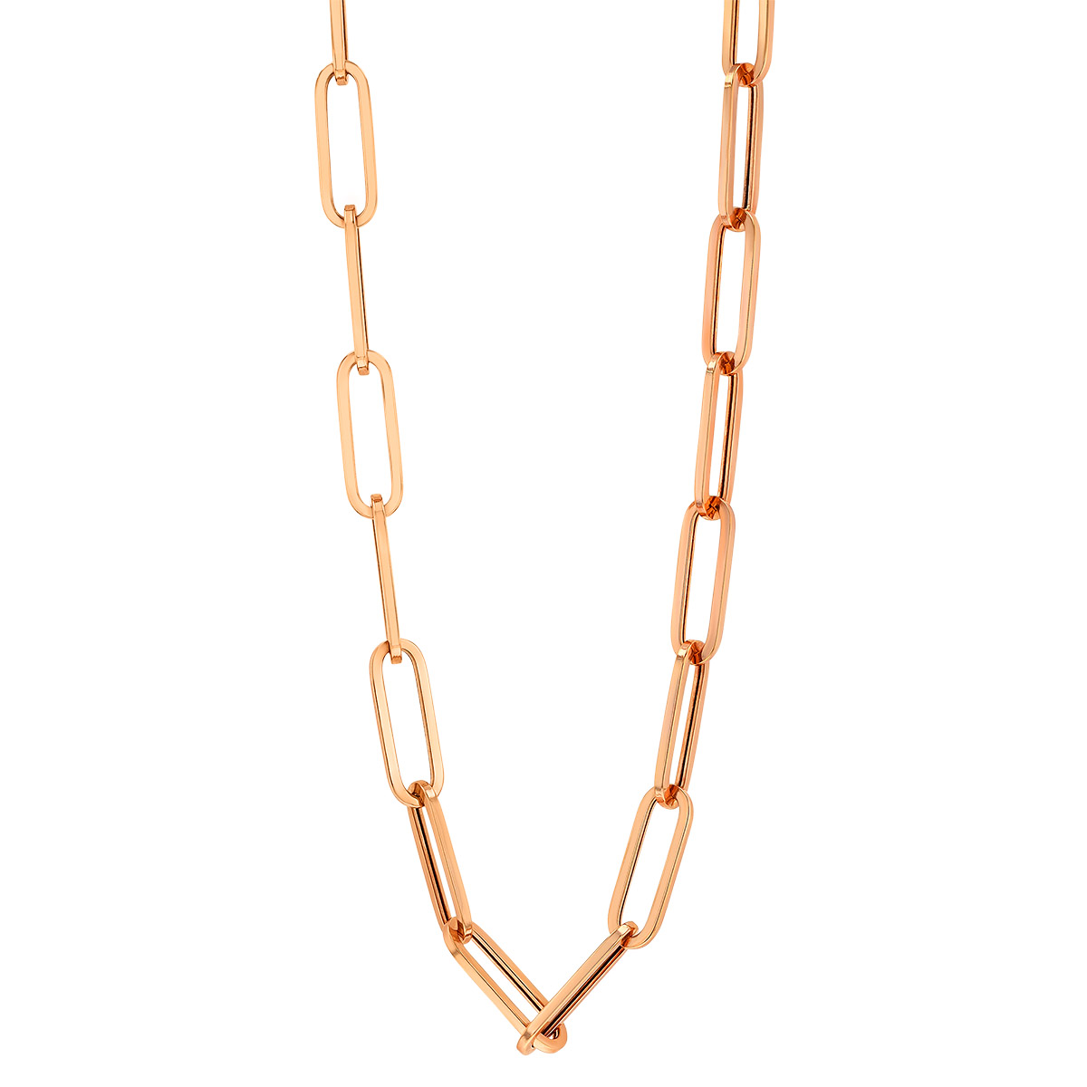 Rose Gold Paperclip Chain Necklace, 18