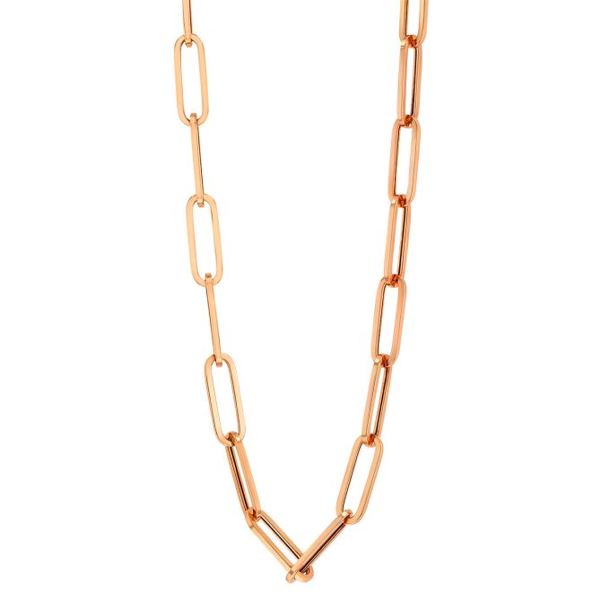 Rose Gold Paperclip Chain Necklace, 18"