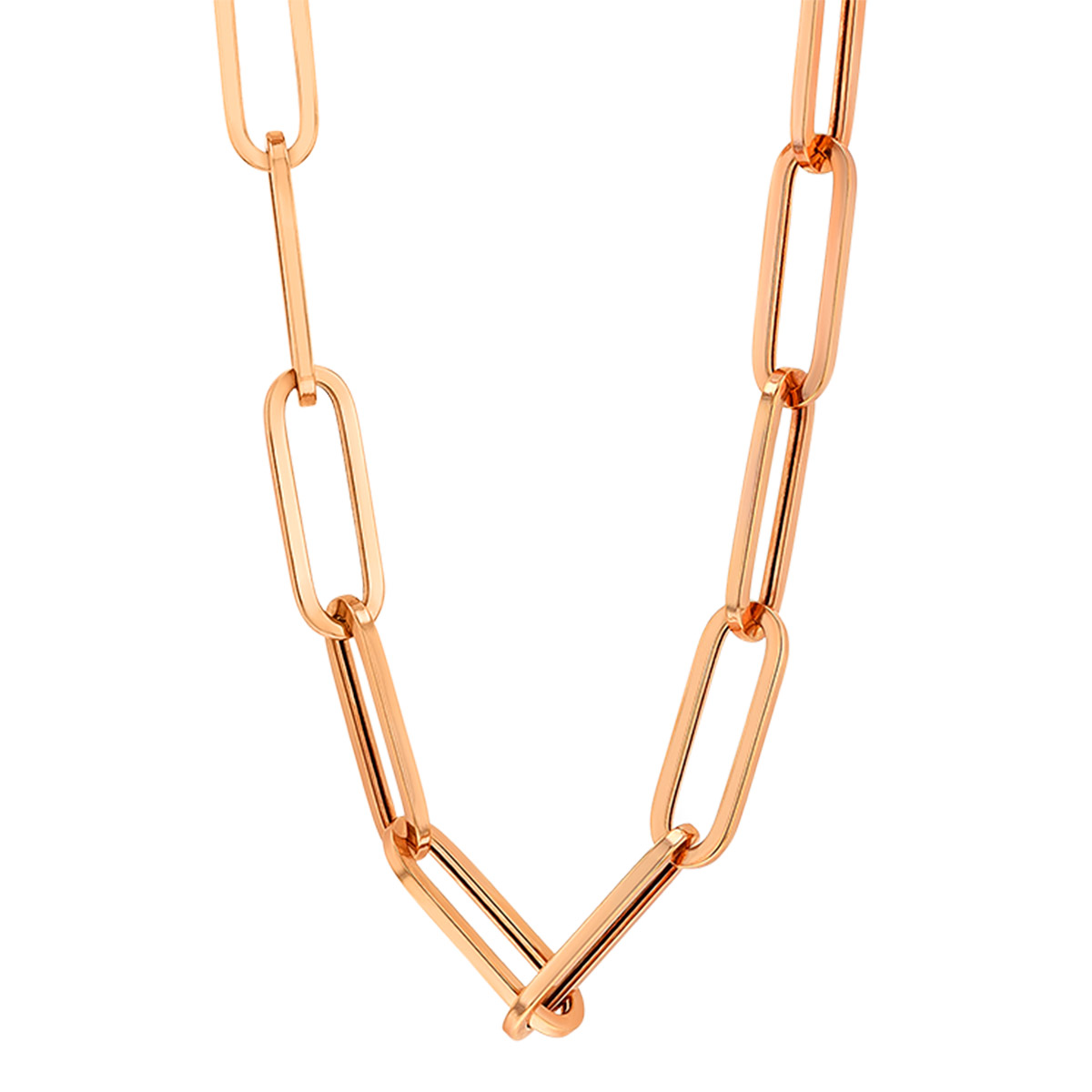 Rose Gold Paperclip Chain Necklace, 18