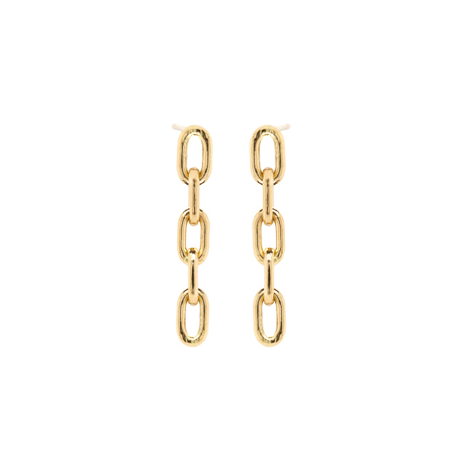 Zoe Chicco Yellow Gold Large Square Oval Link Short Drop Earrings