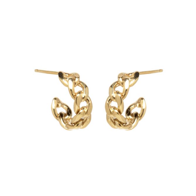 Zoe Chicco Yellow Gold Medium Curb Chain Huggie Hoop Earrings