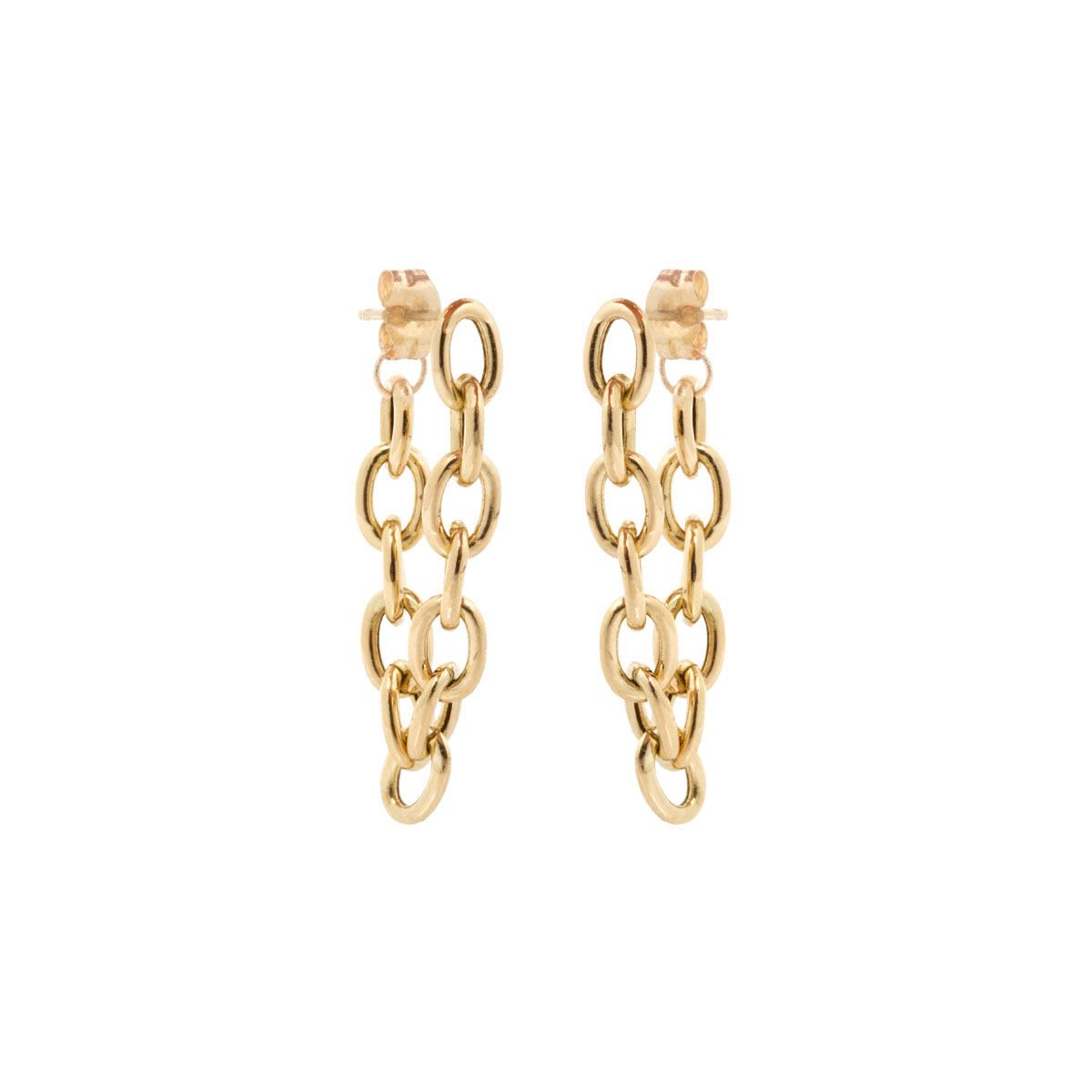 Zoe Chicco Yellow Gold Medium Oval Link Chain Dangle Earrings