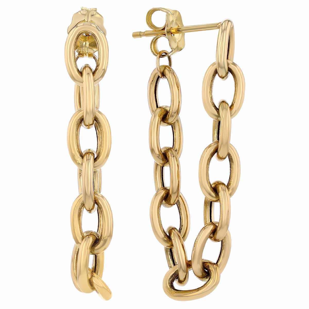 Zoe Chicco Yellow Gold Medium Oval Link Chain Dangle Earrings