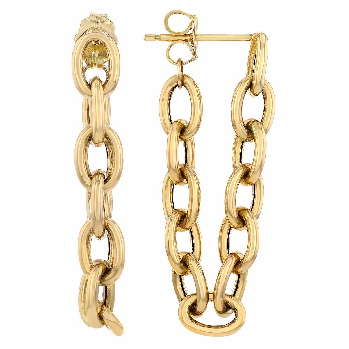 Zoe Chicco Yellow Gold Medium Oval Link Chain Dangle Earrings