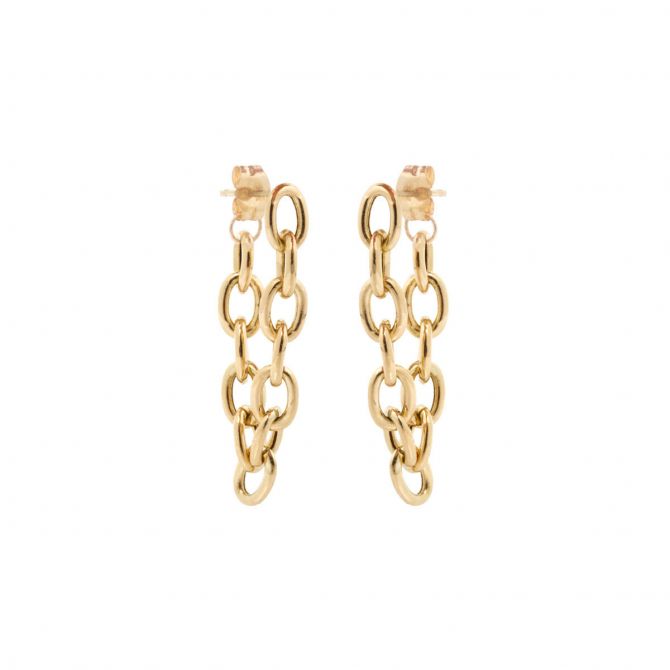 Zoe Chicco Yellow Gold Medium Oval Link Chain Dangle Earrings