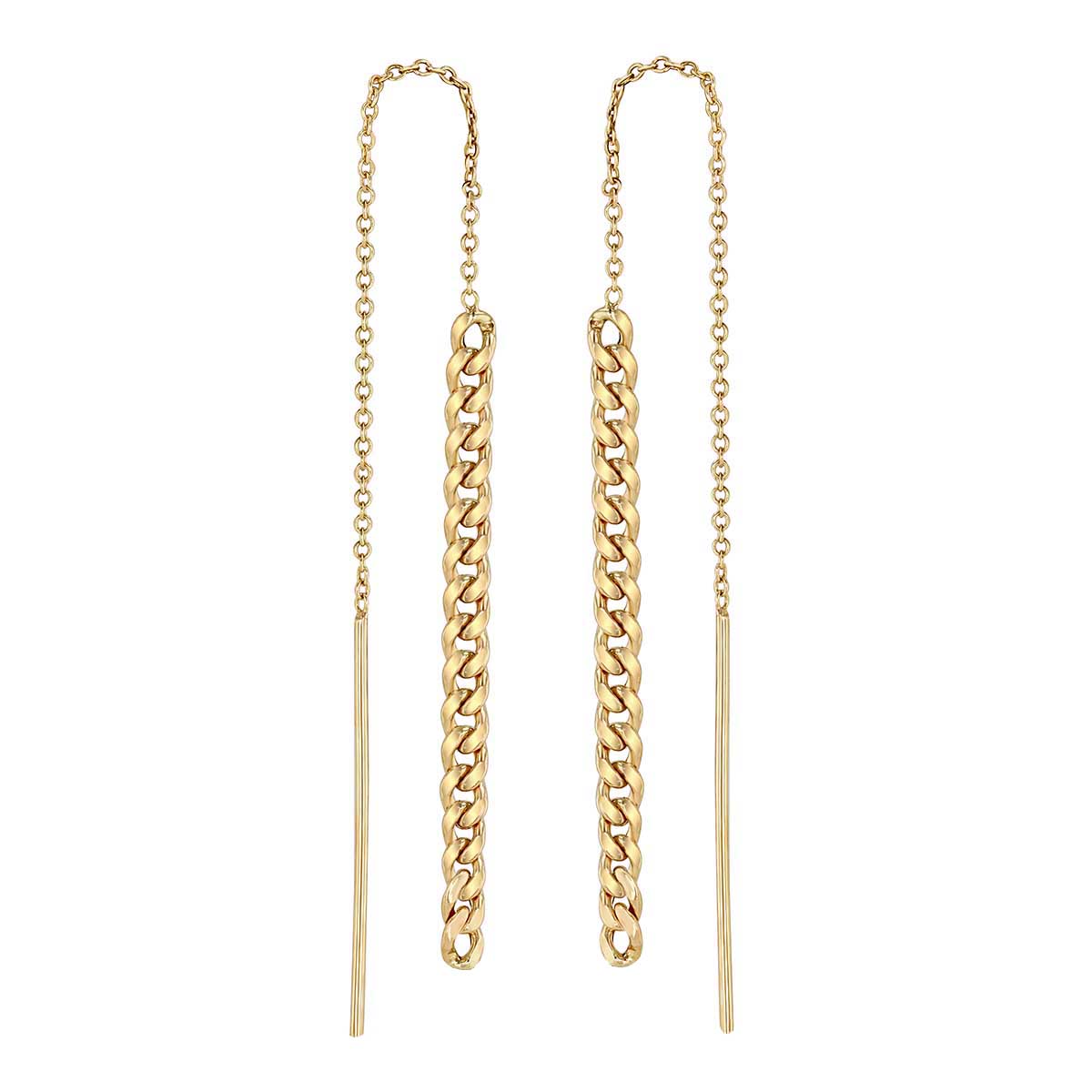 Zoe Chicco Yellow Gold Small Curb Chain Drop Threader Earrings | SCCTE ...