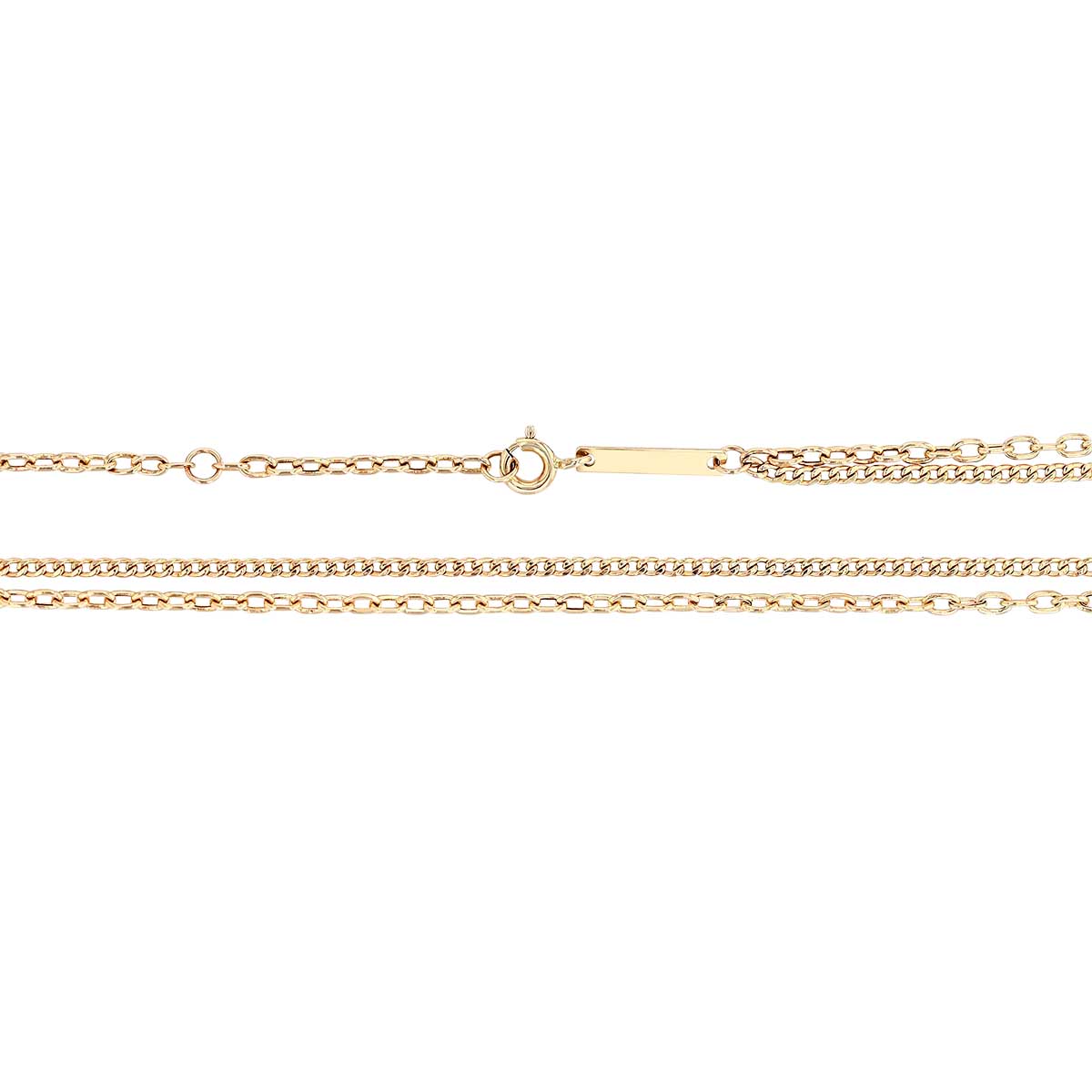 Zoe Chicco Yellow Gold Extra Small Curb & Small Square Oval Link Double Chain Necklace, 20