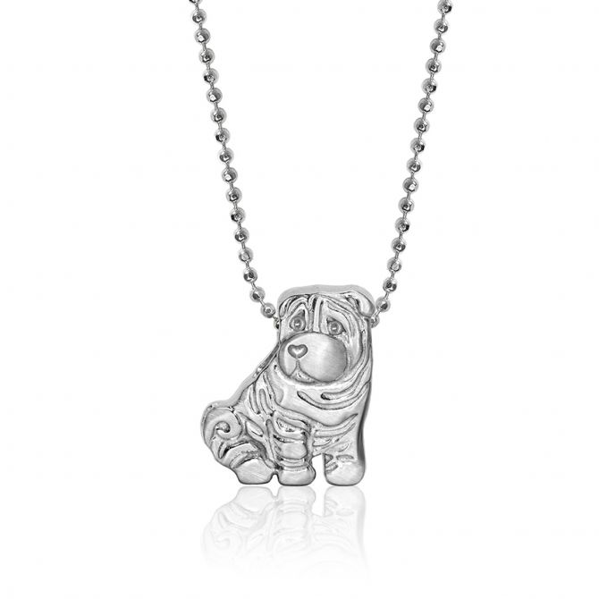 Alex Woo Little Icons Shar Pei Charm Pendant in Sterling Silver, 16"
