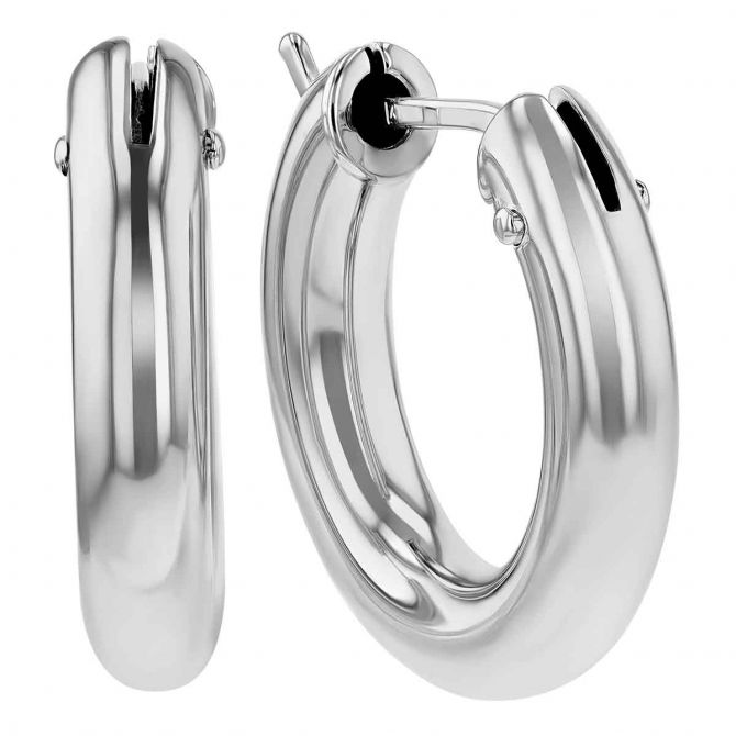 Roberto Coin White Gold Huggie Hoop Earrings 210008AWER00