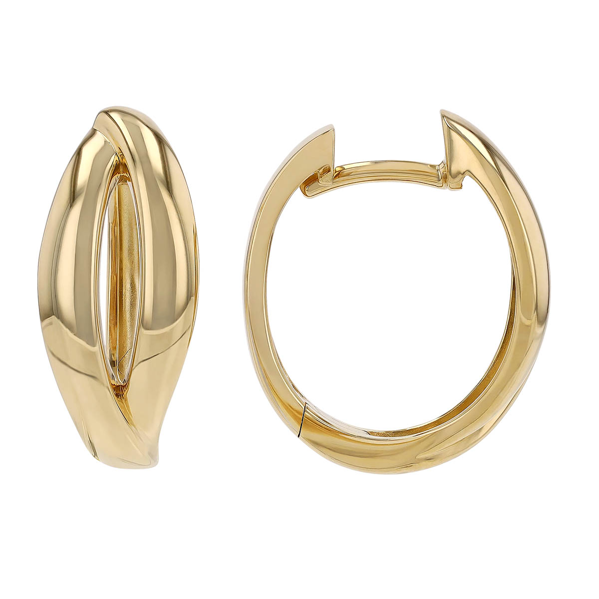 Yellow Gold Split Huggie Hoop Earrings