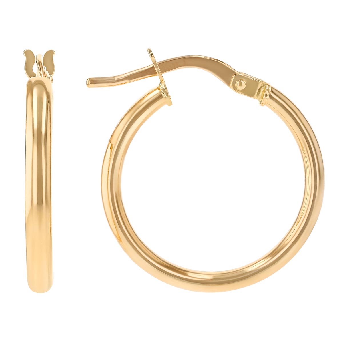 Yellow Gold Huggie Hoop Earrings, 15 mm