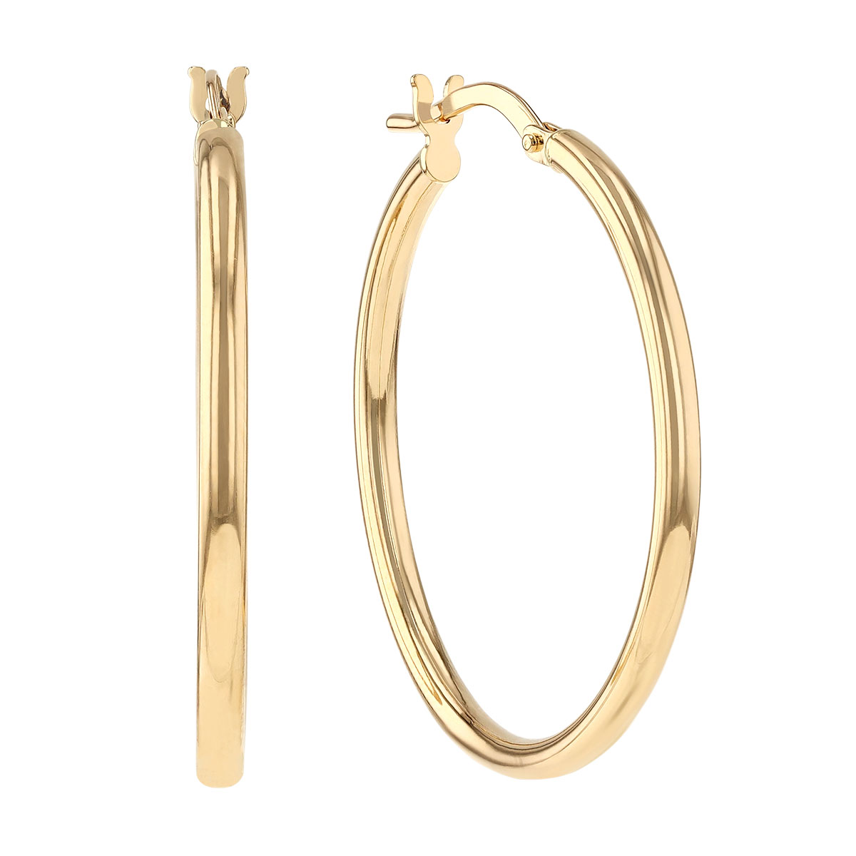 Yellow Gold Hoop Earrings, 25 mm