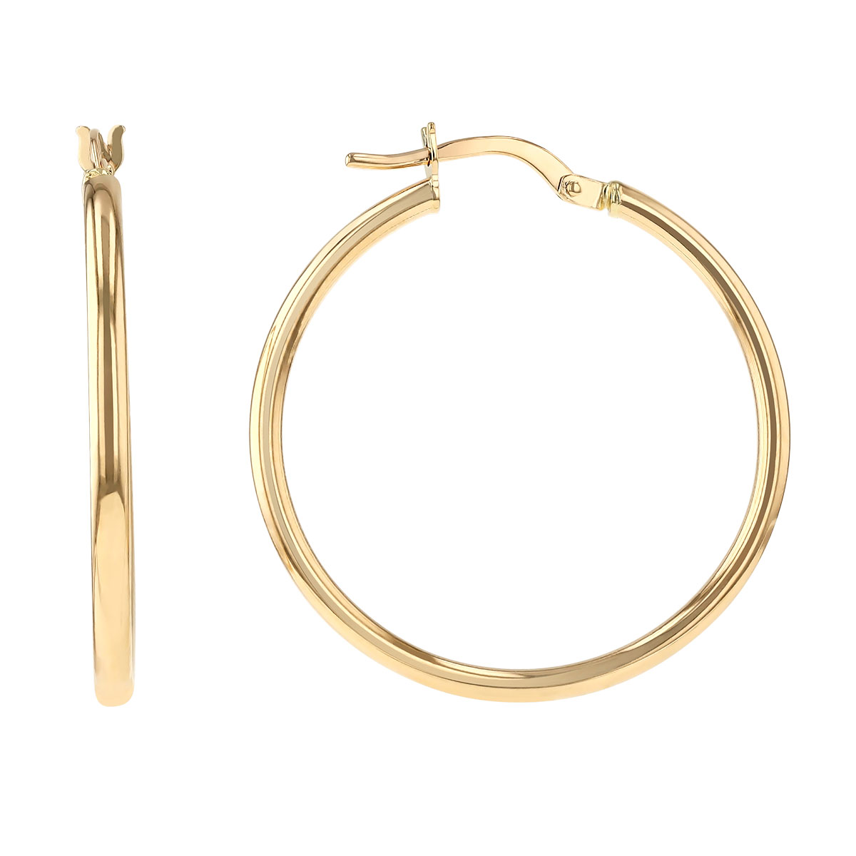Yellow Gold Hoop Earrings, 25 mm