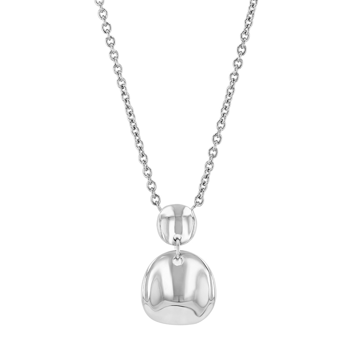 Sterling Silver Double Circle Drop Pendant, 18