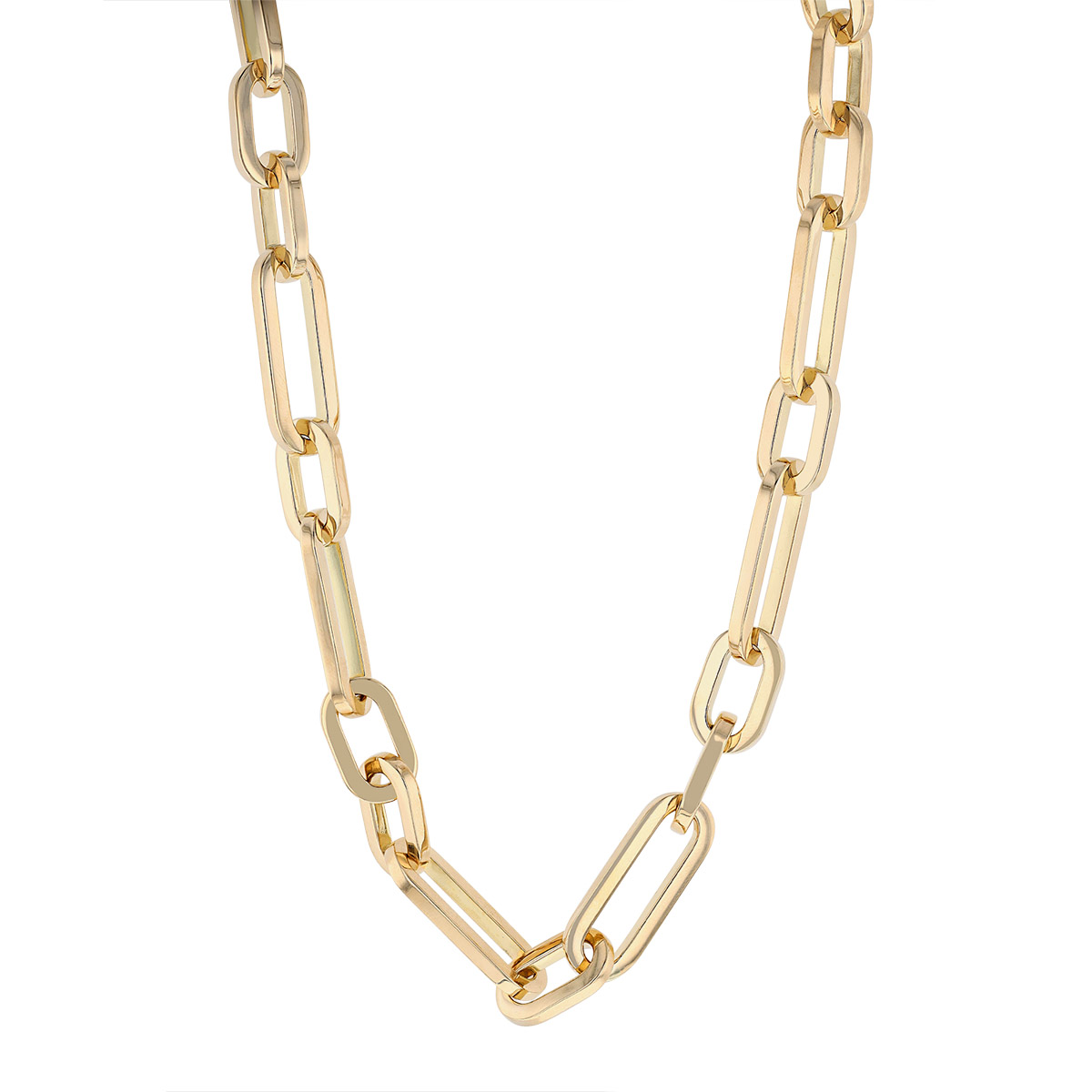 Roberto Coin Yellow Gold Alternating Size Paperclip Link Chain Necklace