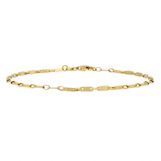 Yellow Gold Flat Link Chain Bracelet