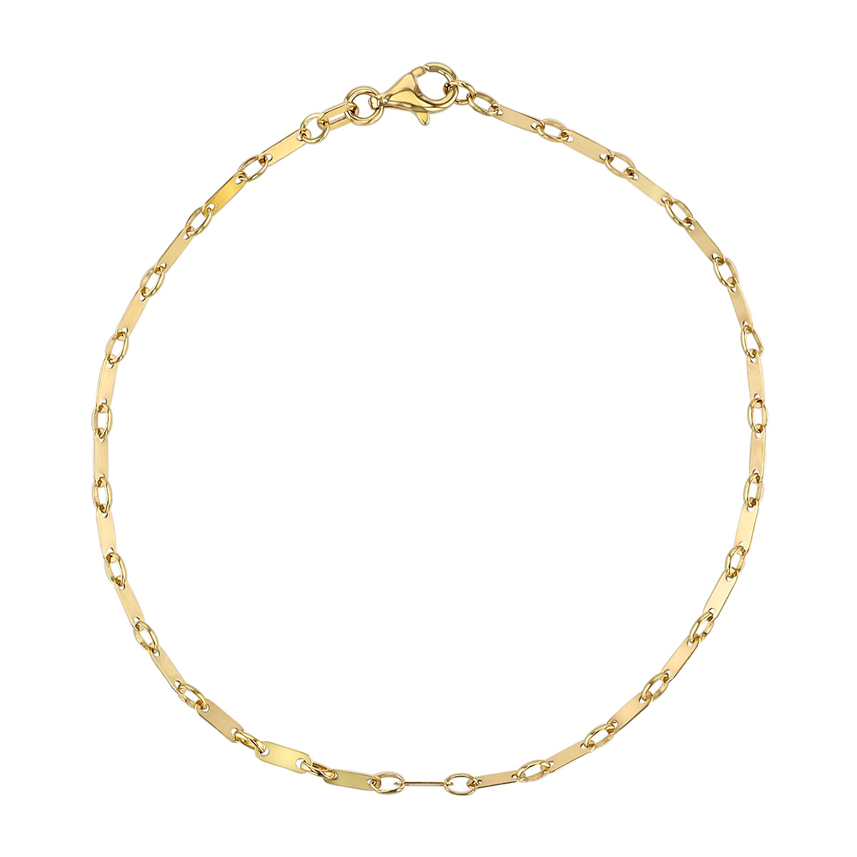 Yellow Gold Flat Link Chain Bracelet