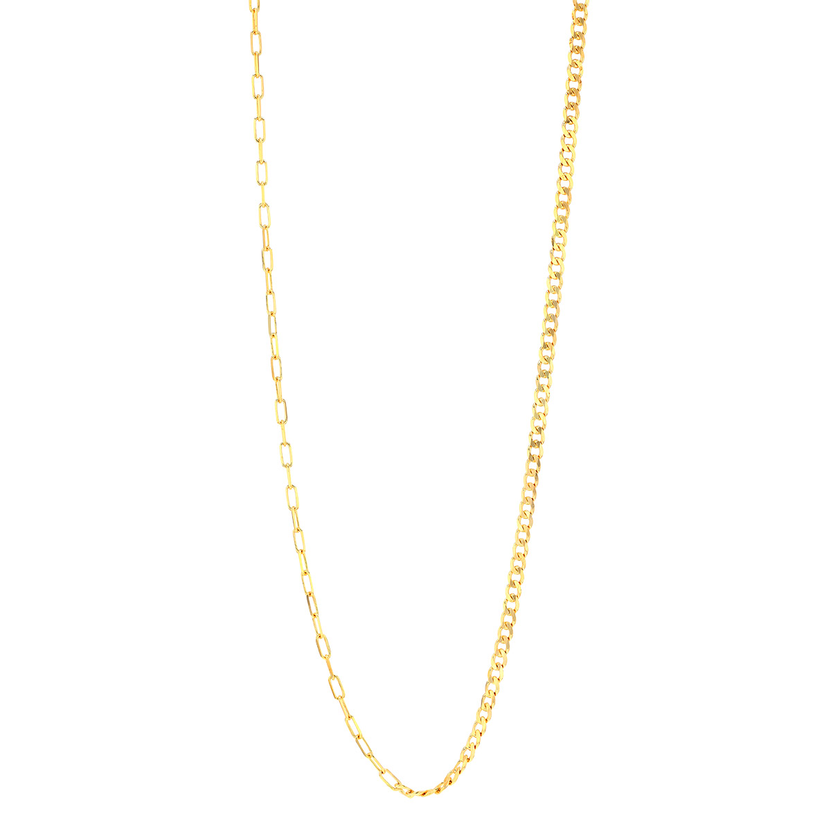 Yellow Gold Paperclip & Curb Link Chain, 20